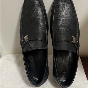Salvatore Ferragamo Black Leather Men's Slip-Ons